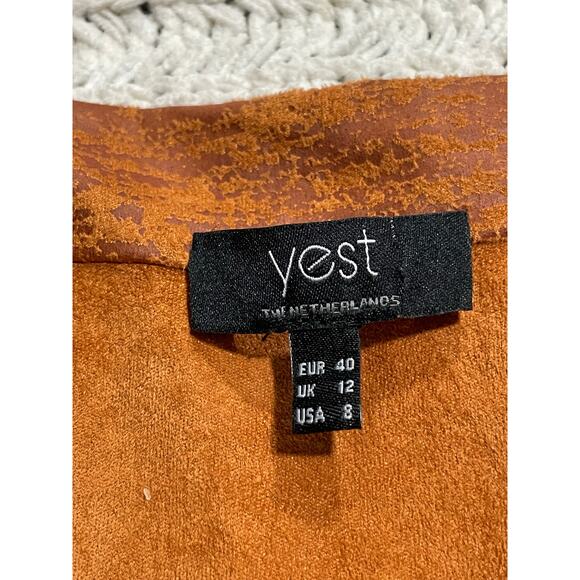 Yest The Netherlands Open Front Jacket Long Length Blazer Womens Size 8 Orange - Picture 3 of 15